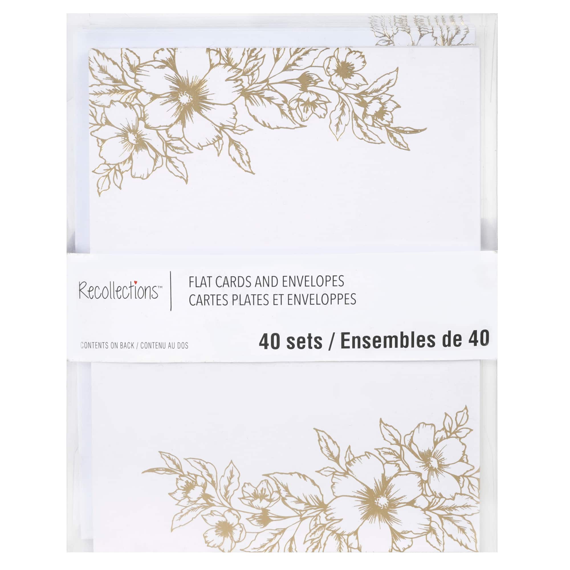 Gold Floral Flat Cards & Envelopes by Recollections™, 4.25" x 5.5"